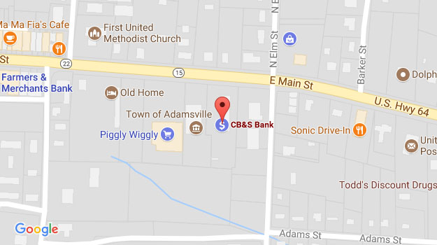 CB&S Bank Location Map in Adamsville, TN