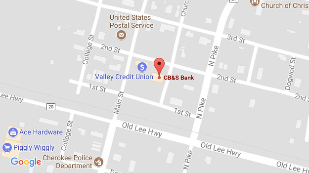 CB&S Bank Location Map in Cherokee, AL