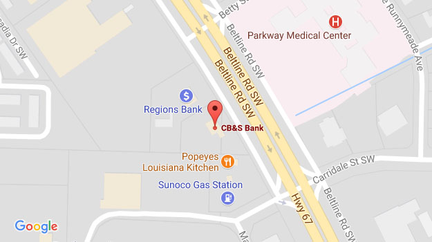 CB&S Bank Location Map in Decatur, AL on Beltline Road