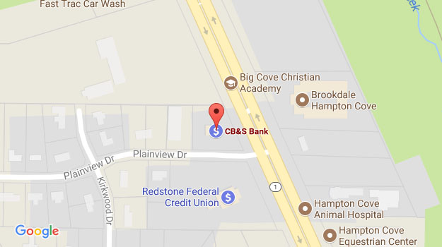 CB&S Bank Location Map in Huntsville, AL in Hampton Cove