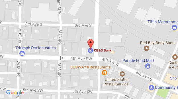 CB&S Bank Location Map in Red Bay, AL