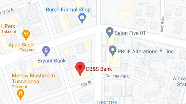 CB&S Bank Location Map in Tuscaloosa, AL